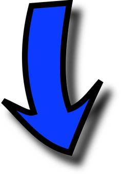 Blue Curved Downward Arrow PNG Image