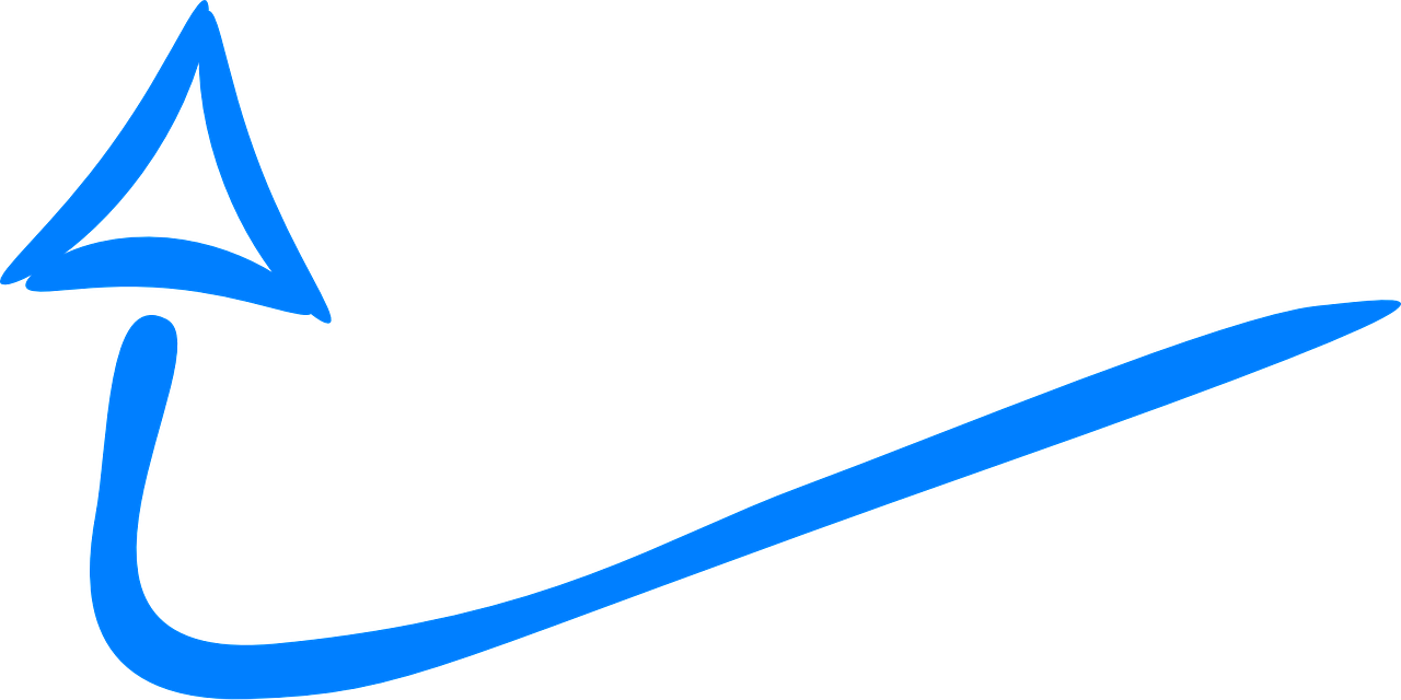 Blue Curved Hand Drawn Arrow PNG Image