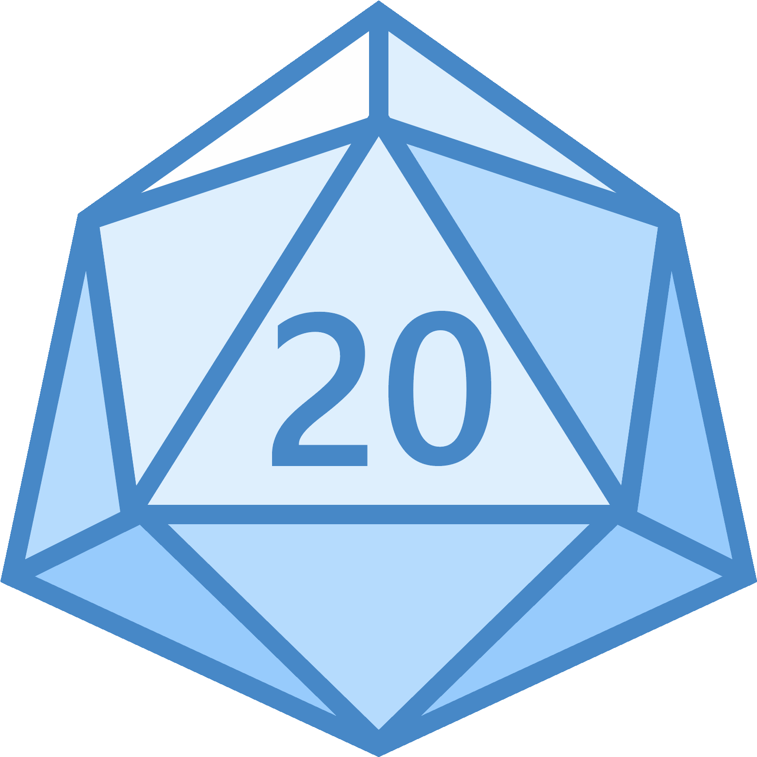 Blue D20 Dice Icon PNG Image