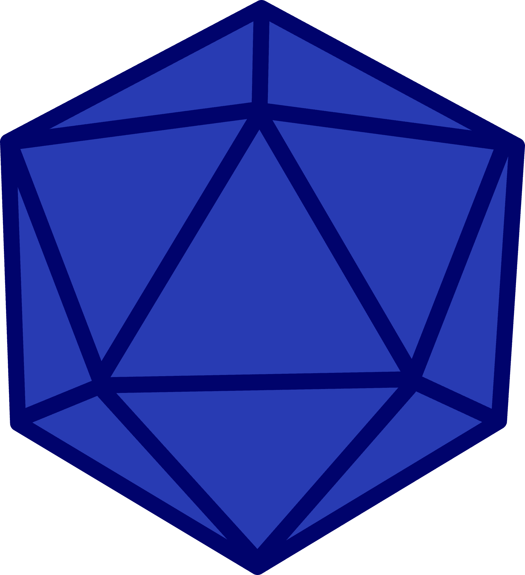 Blue D20 Dice Icon PNG Image