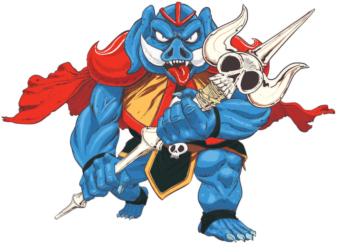 Blue Demon Warrior Artwork PNG Image