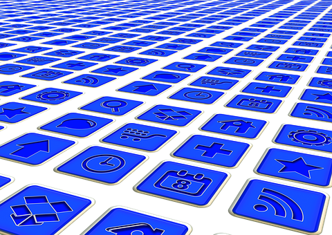 Blue Digital Icons Pattern PNG Image