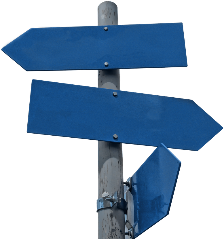 Blue Directional Arrows Signpost PNG Image