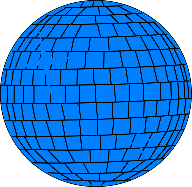 Blue Disco Ball Illustration PNG Image