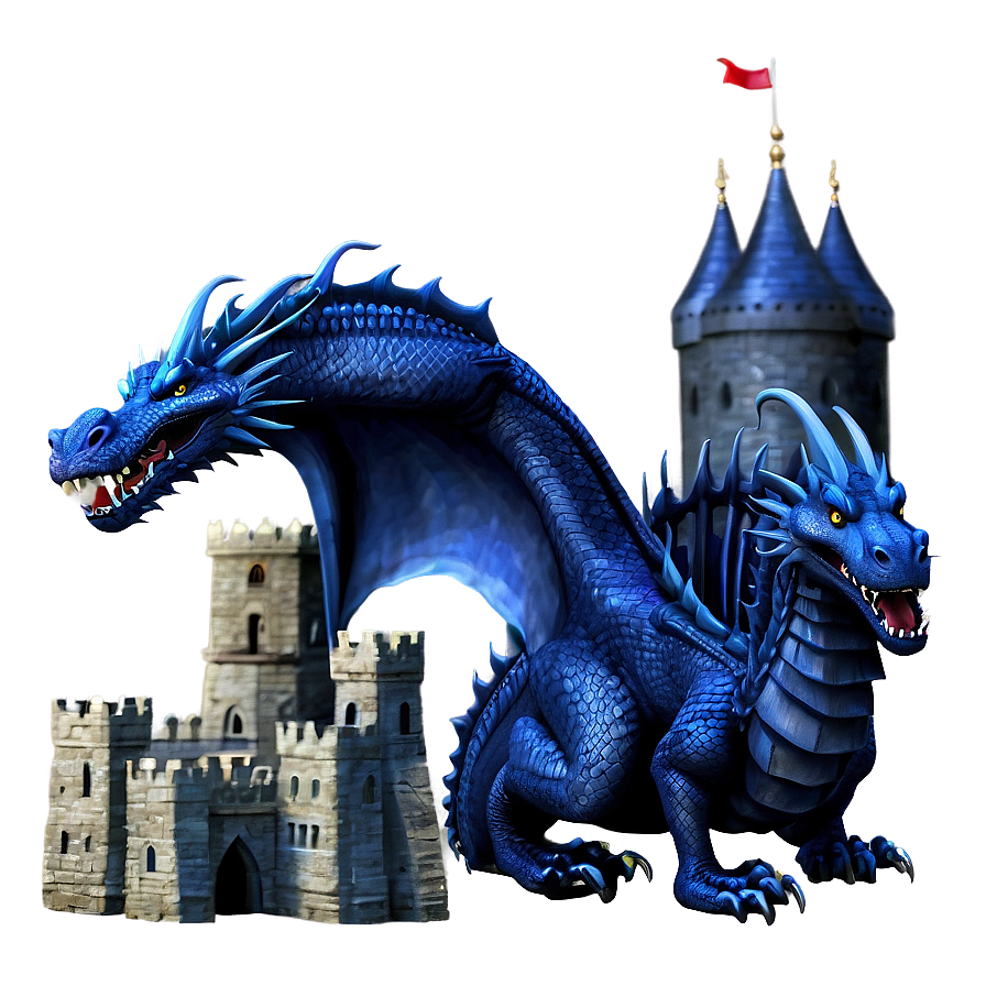 Blue Dragon And Castle Png 85 PNG Image