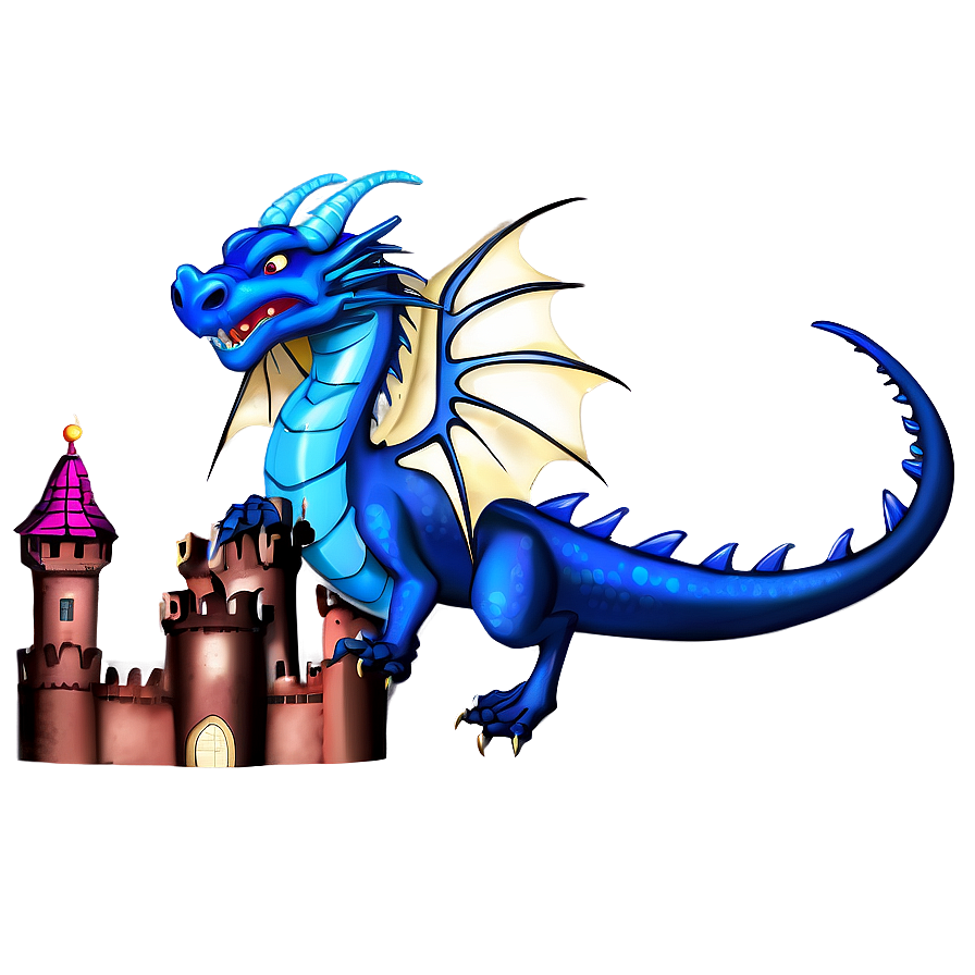 Blue Dragon And Castle Png Fmy PNG Image