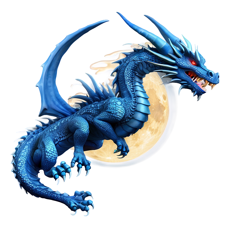 Blue Dragon And Moon Png 06252024 PNG Image