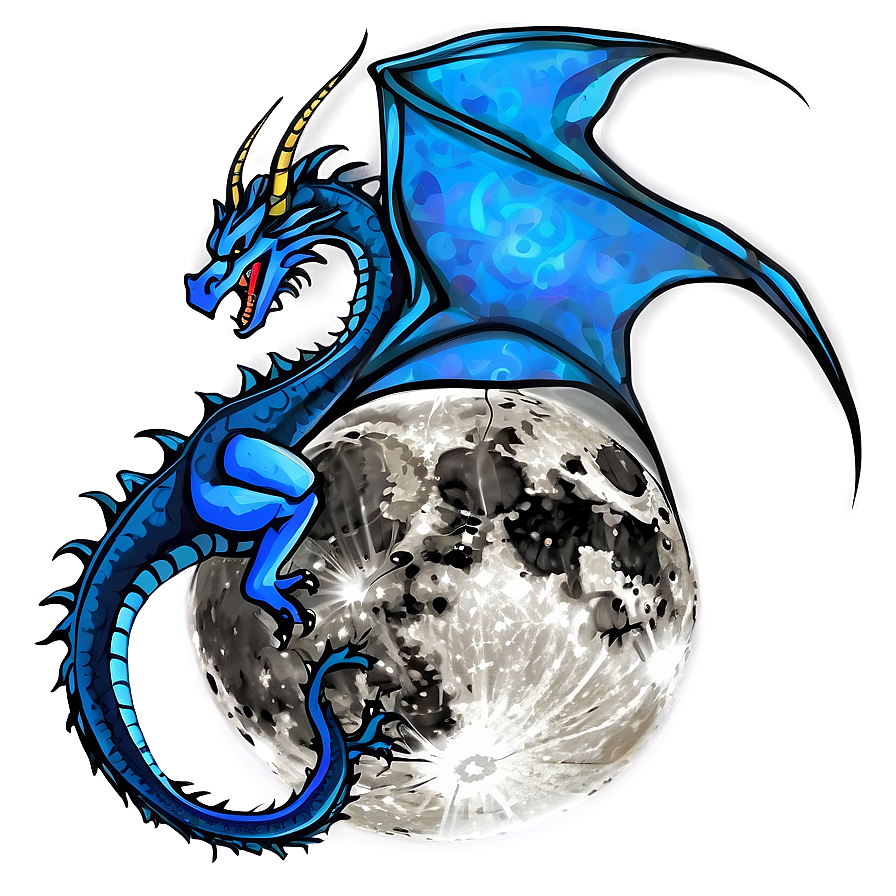 Blue Dragon And Moon Png Wdp PNG Image