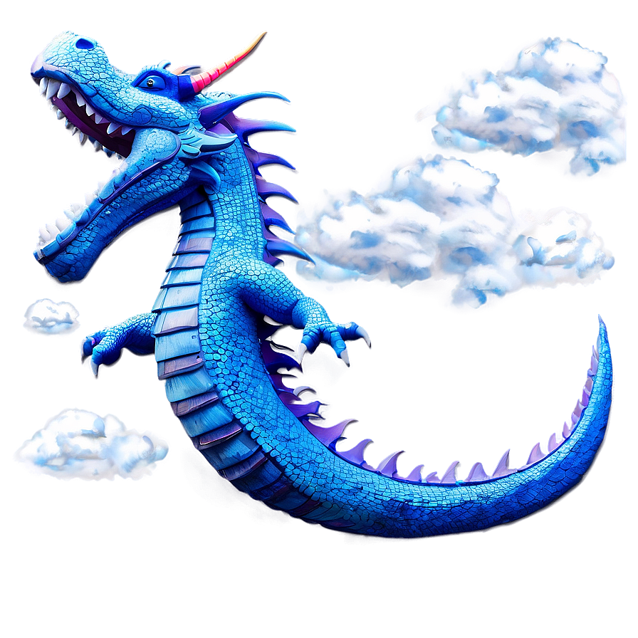 Blue Dragon In Clouds Png Qbb70 PNG Image