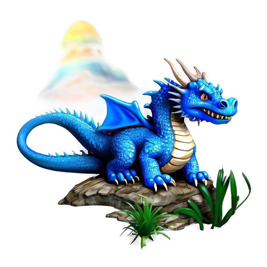 Blue Dragon In Fantasy Landscape Png Aqy PNG Image