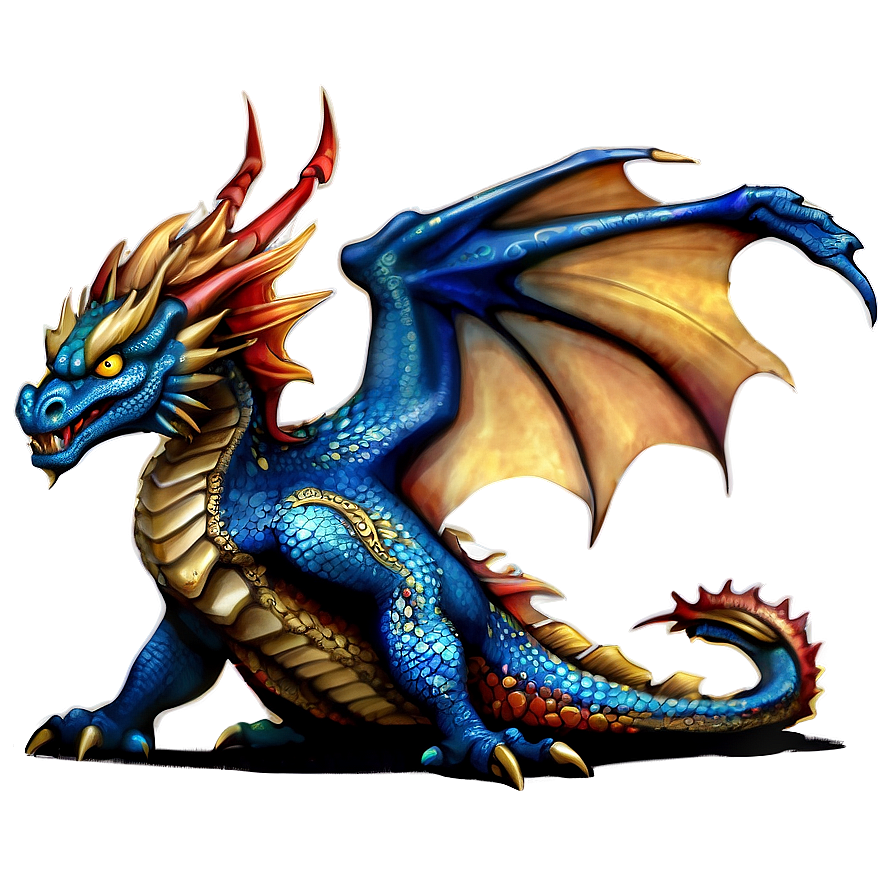 Blue Dragon In Fantasy Landscape Png Ppq37 PNG Image