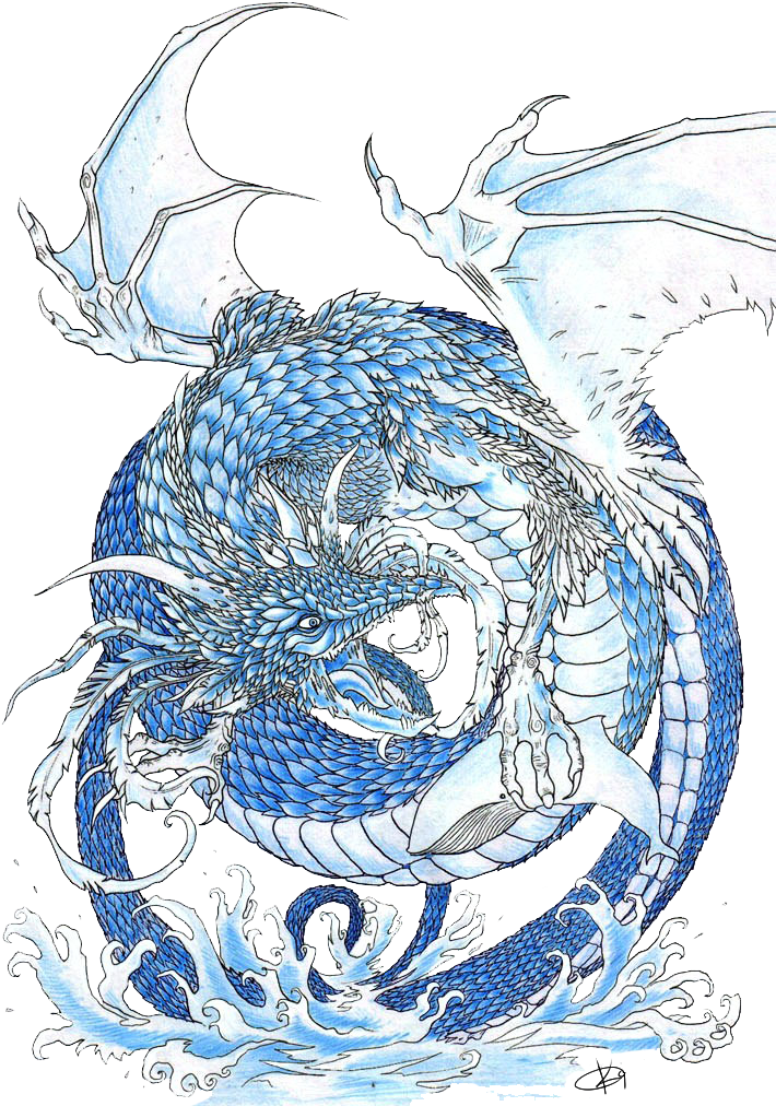 Blue Dragon Tattoo Design PNG Image