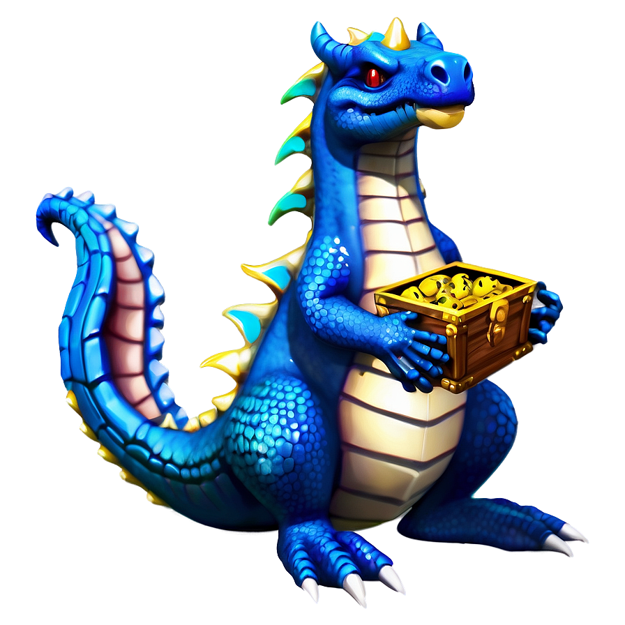 Blue Dragon With Treasure Png Uwk PNG Image