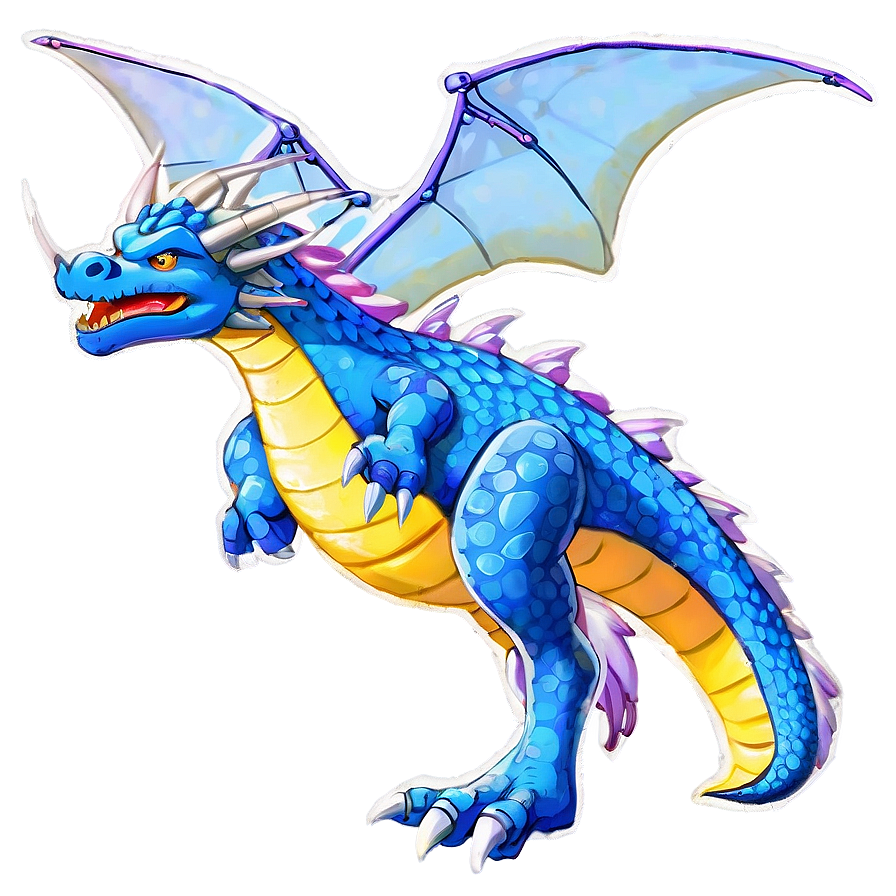 Blue Dragon With Wings Spread Png Ebo69 PNG Image