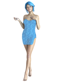 Blue Dress3 D Model PNG Image