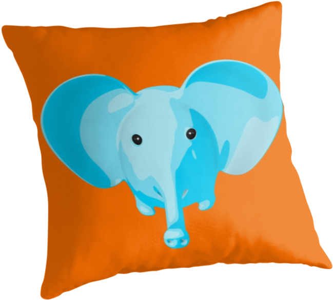 Blue Elephant Cartoon Cushion PNG Image