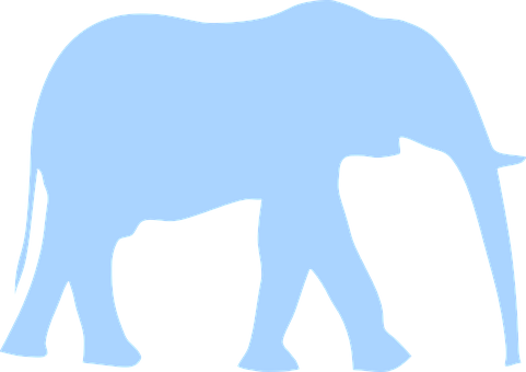 Blue Elephant Silhouette PNG Image