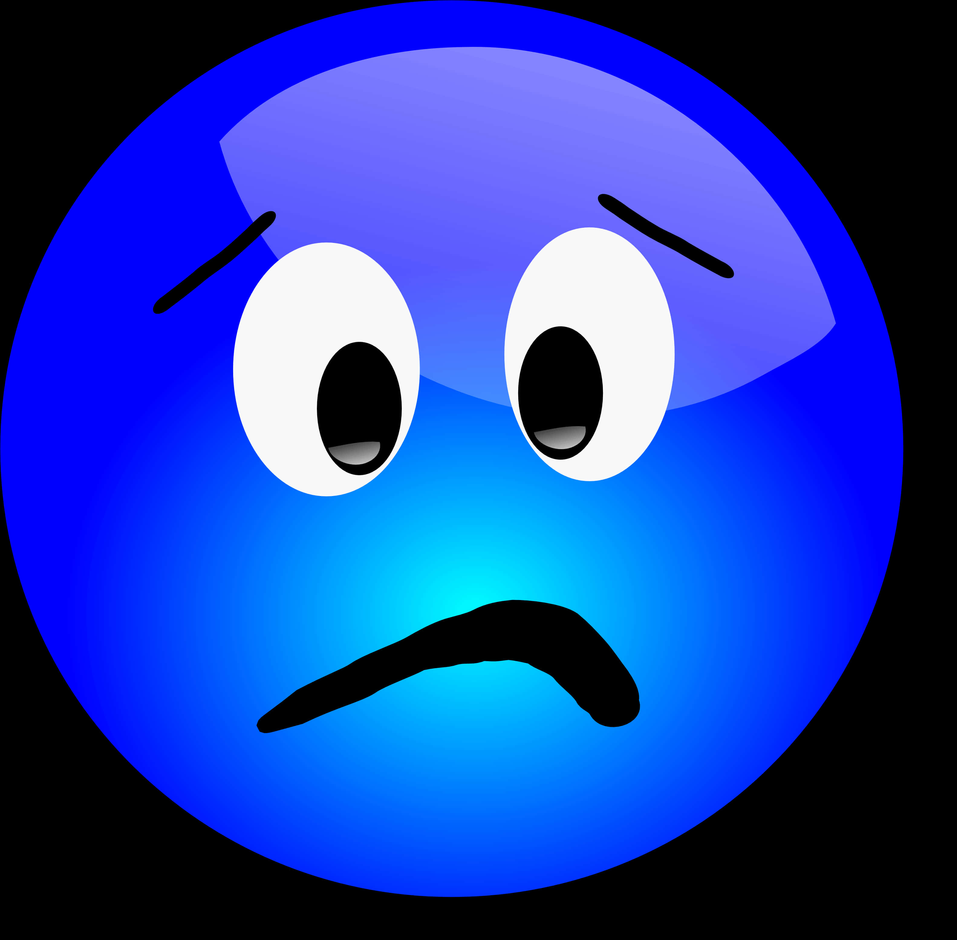 Blue Emoji Concerned Expression PNG Image