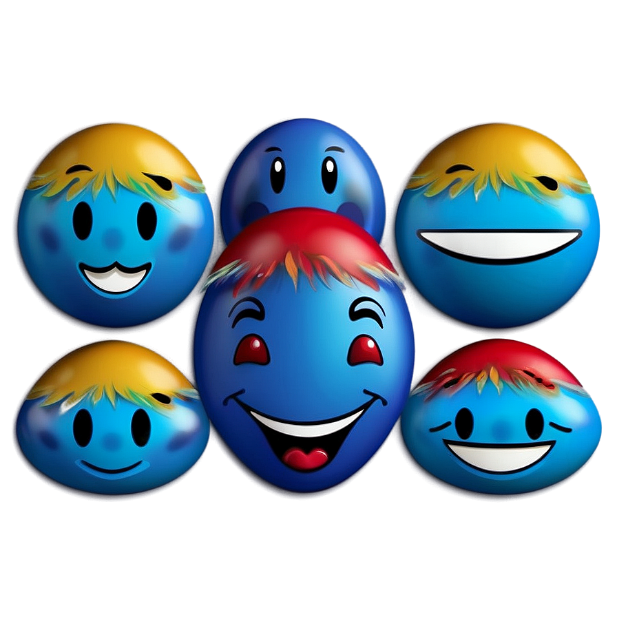 Blue Emoji Smiles Png Series 06282024 PNG Image