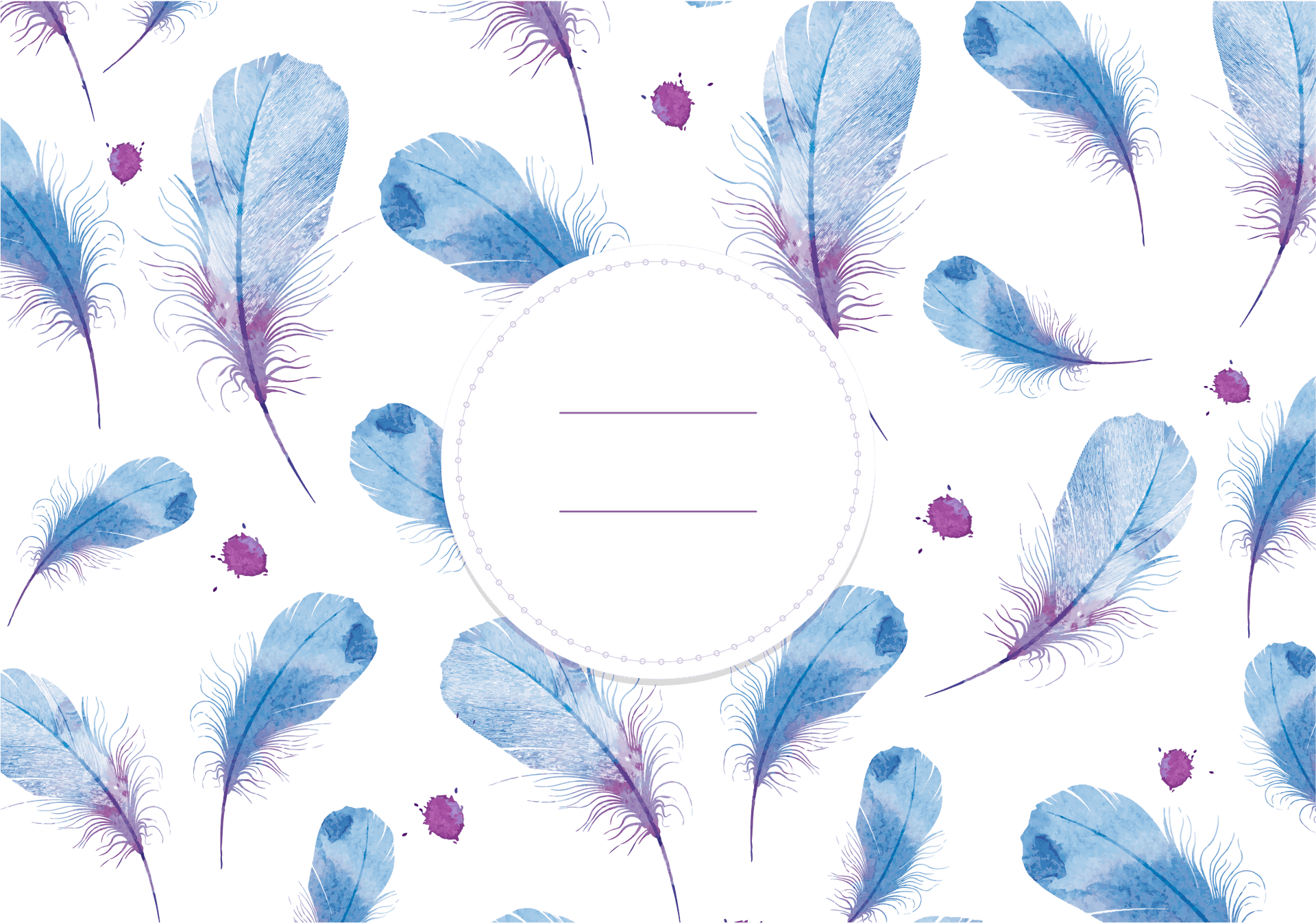 Blue_ Feather_ Pattern_ Invitation_ Background PNG Image