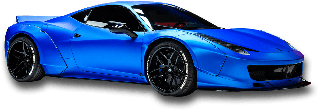 Blue Ferrari Sports Car Isolated PNG Image