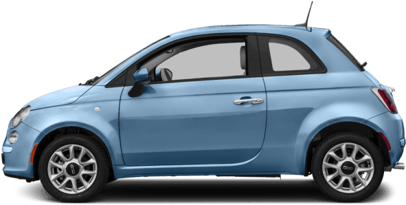 Blue Fiat500 Side View PNG Image