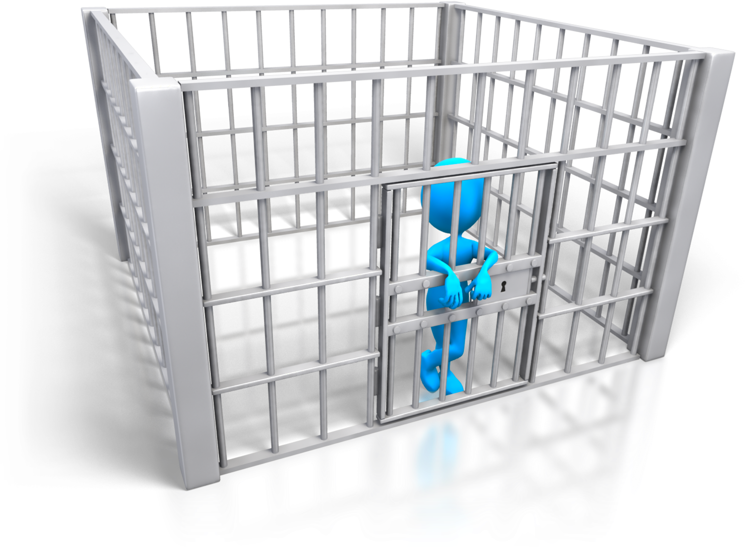 Blue Figure In Prison Cell PNG Image