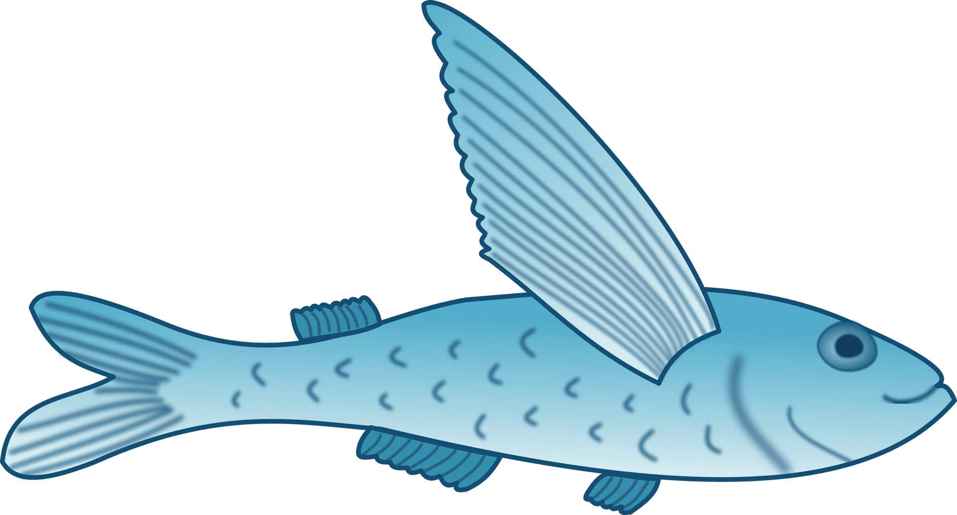 Blue Fish Cartoon Illustration PNG Image