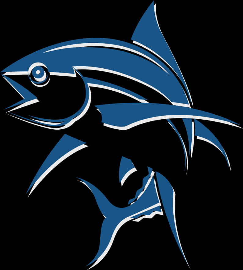 Blue Fish Logo Design PNG Image