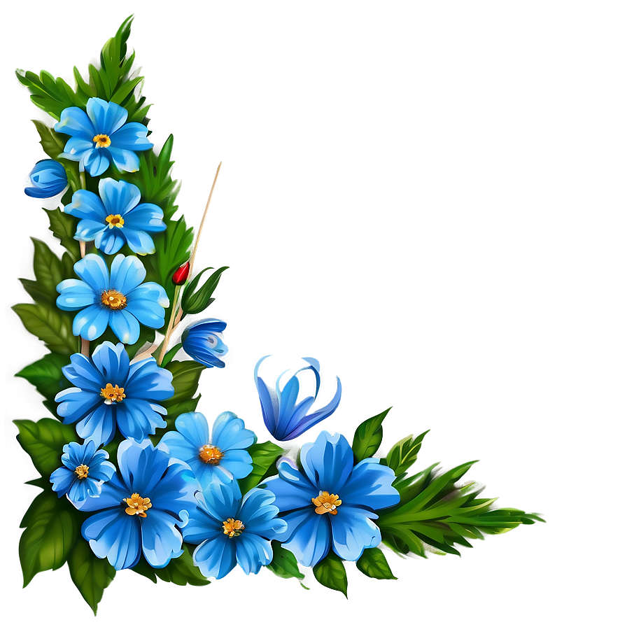 Blue Floral Corner Border Png 66 PNG Image