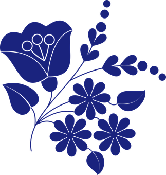 Blue Floral Vector Illustration PNG Image