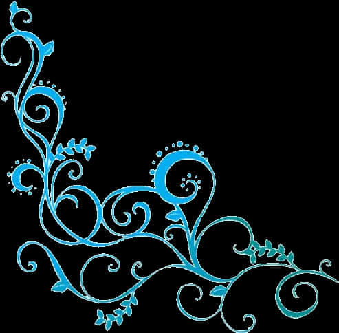 Blue Floral Vine Design PNG Image