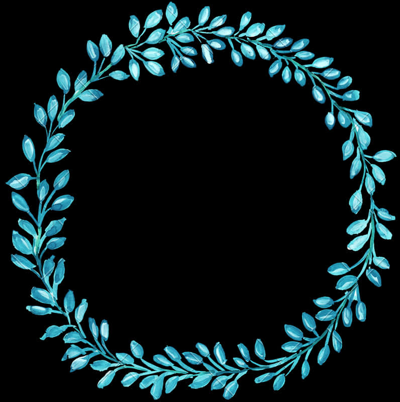 Blue_ Floral_ Wreath_ Vector_ Art PNG Image