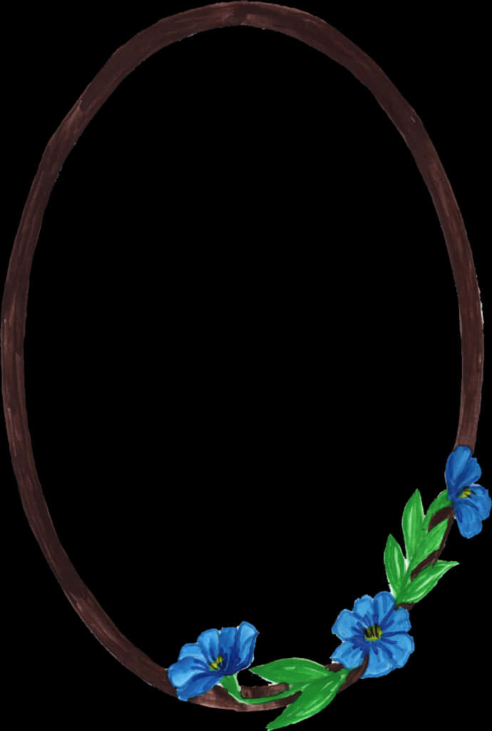 Blue Flowers Oval Frame PNG Image