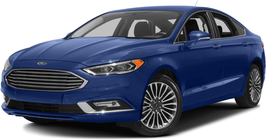 Blue Ford Fusion Sedan Profile View PNG Image