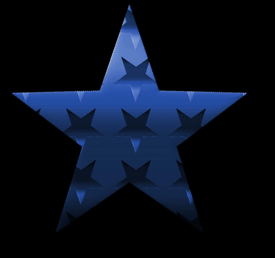 Blue Fractal Star Pattern PNG Image