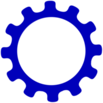 Blue Gear Iconon Black Background PNG Image