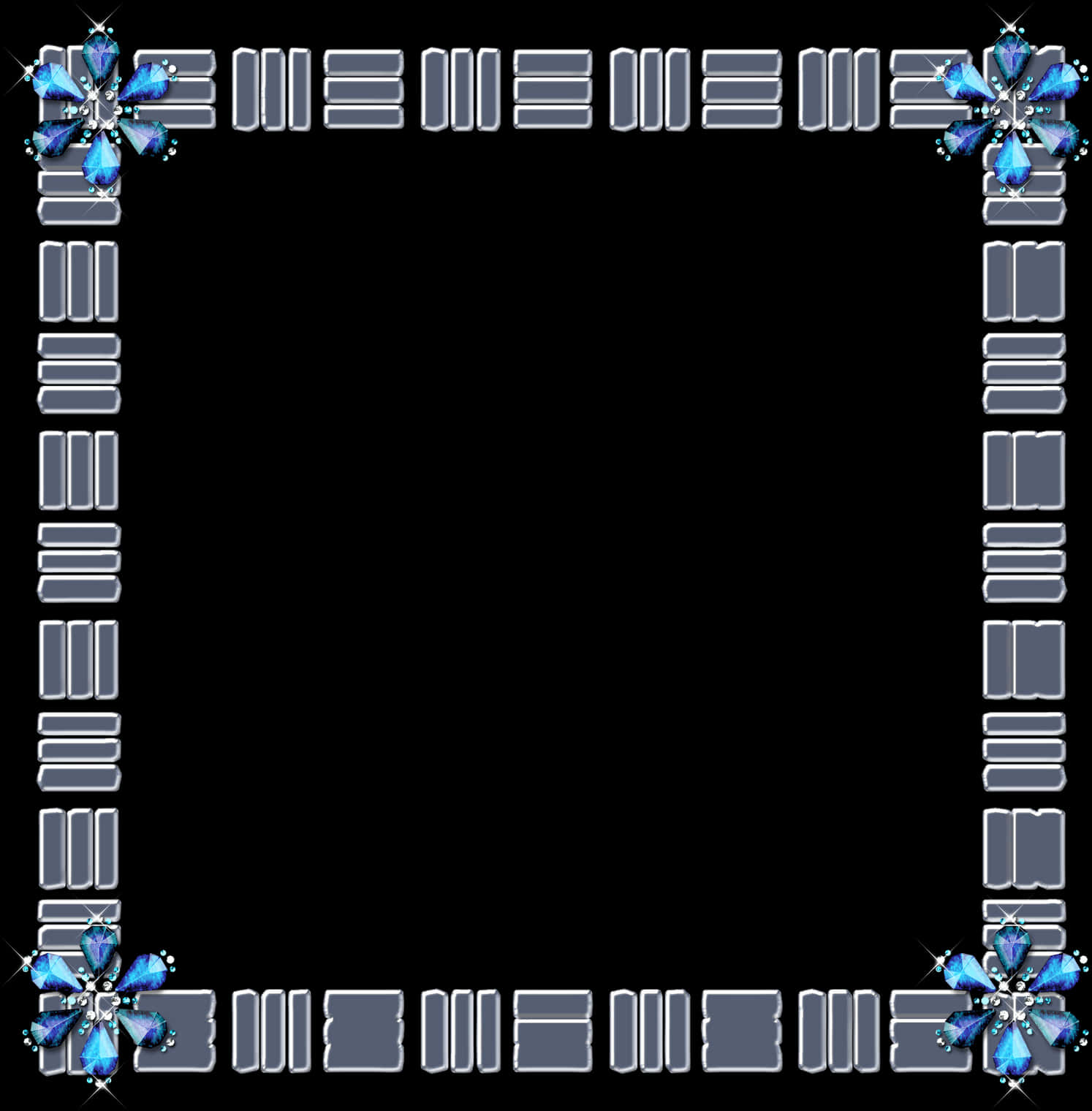 Blue Gemstone Decorative Photo Frame PNG Image