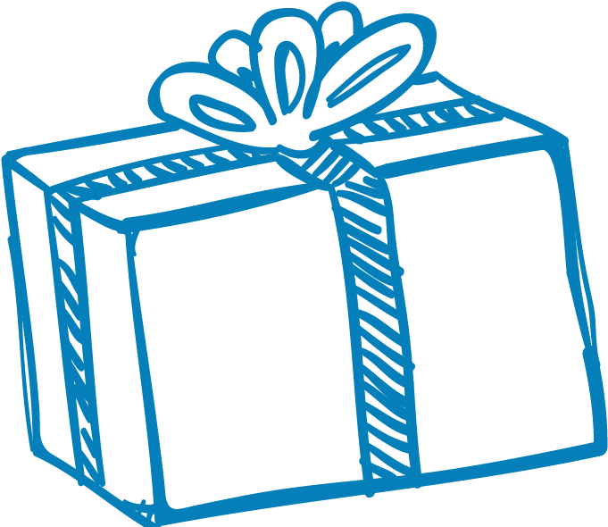 Blue Gift Box Drawing PNG Image