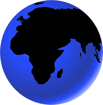 Blue Globe Africa Asia Silhouette PNG Image