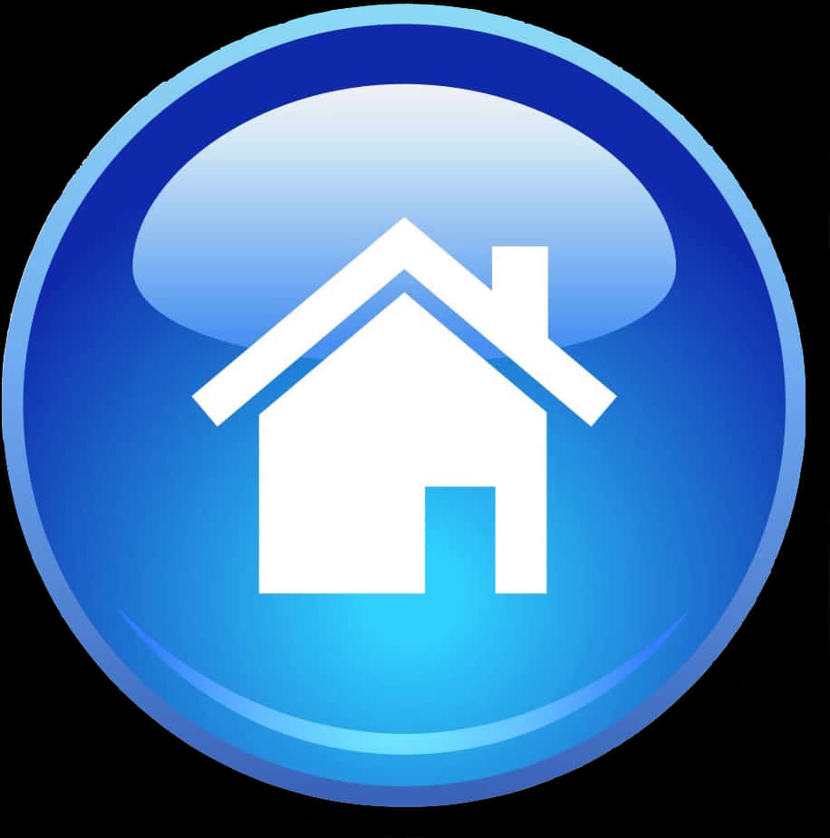 Blue Glossy Home Icon PNG Image