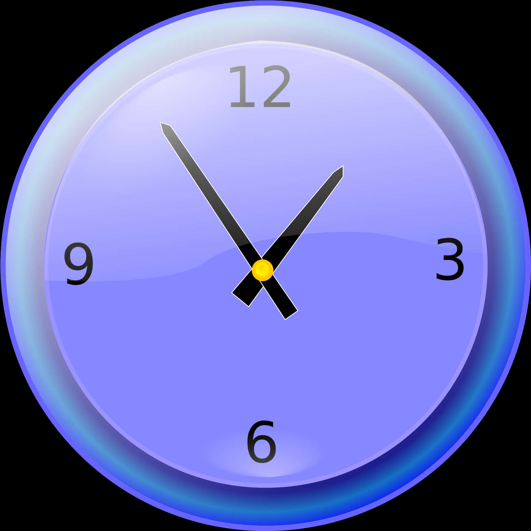 Blue Glow Analog Clock PNG Image