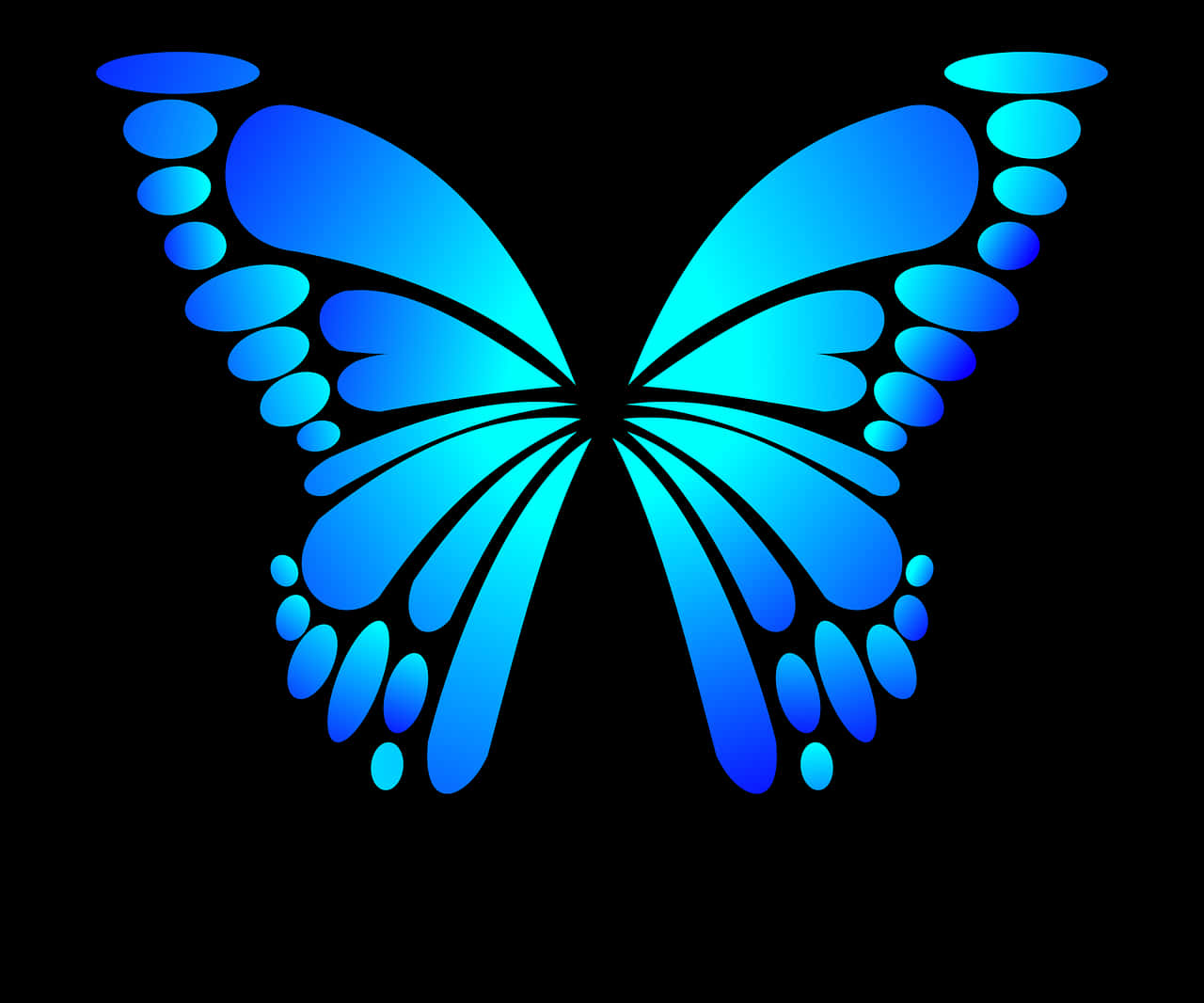 Blue Gradient Butterfly Graphic PNG Image