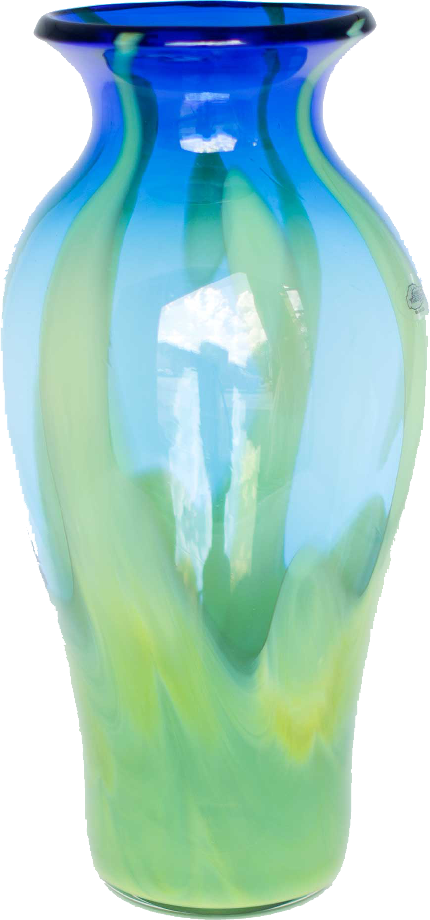 Blue Green Gradient Glass Vase PNG Image