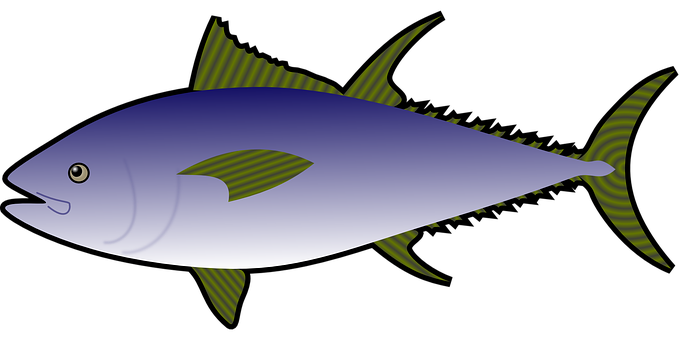 Blue Green Illustrated Fish PNG Image