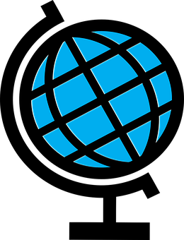 Blue Grid Globe Iconon Black Background PNG Image