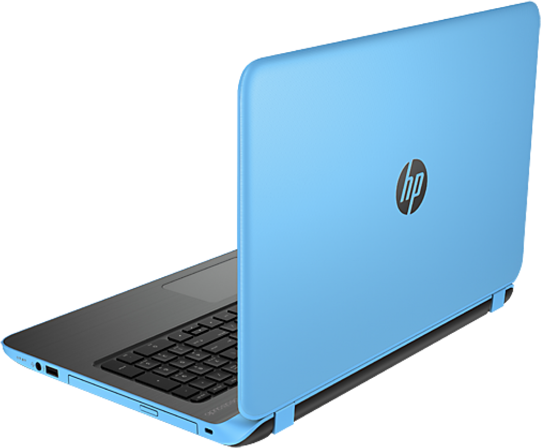 Blue H P Laptop Rear View PNG Image