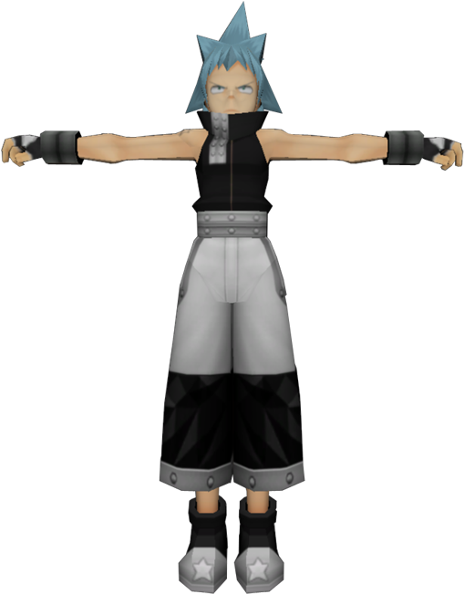 Blue Haired Animated Character T Pose PNG Image