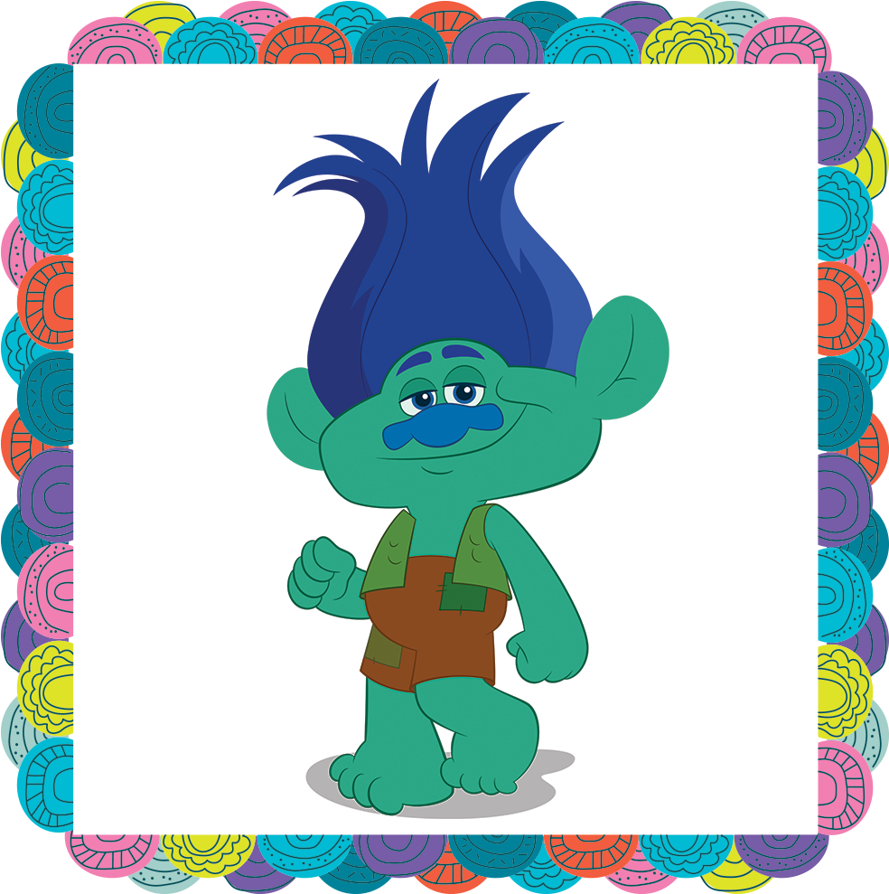 Blue Haired Troll Character PNG Image