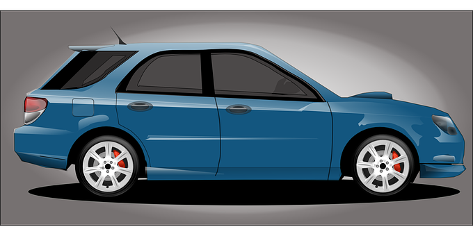 Blue Hatchback Car Illustration PNG Image